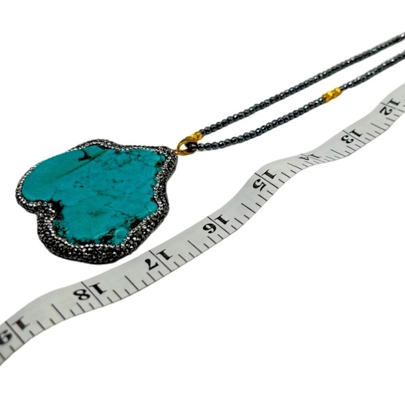 Boho Chic Faux Turquoise Statement Necklace & Bracelet Set - Picture 4 of 9